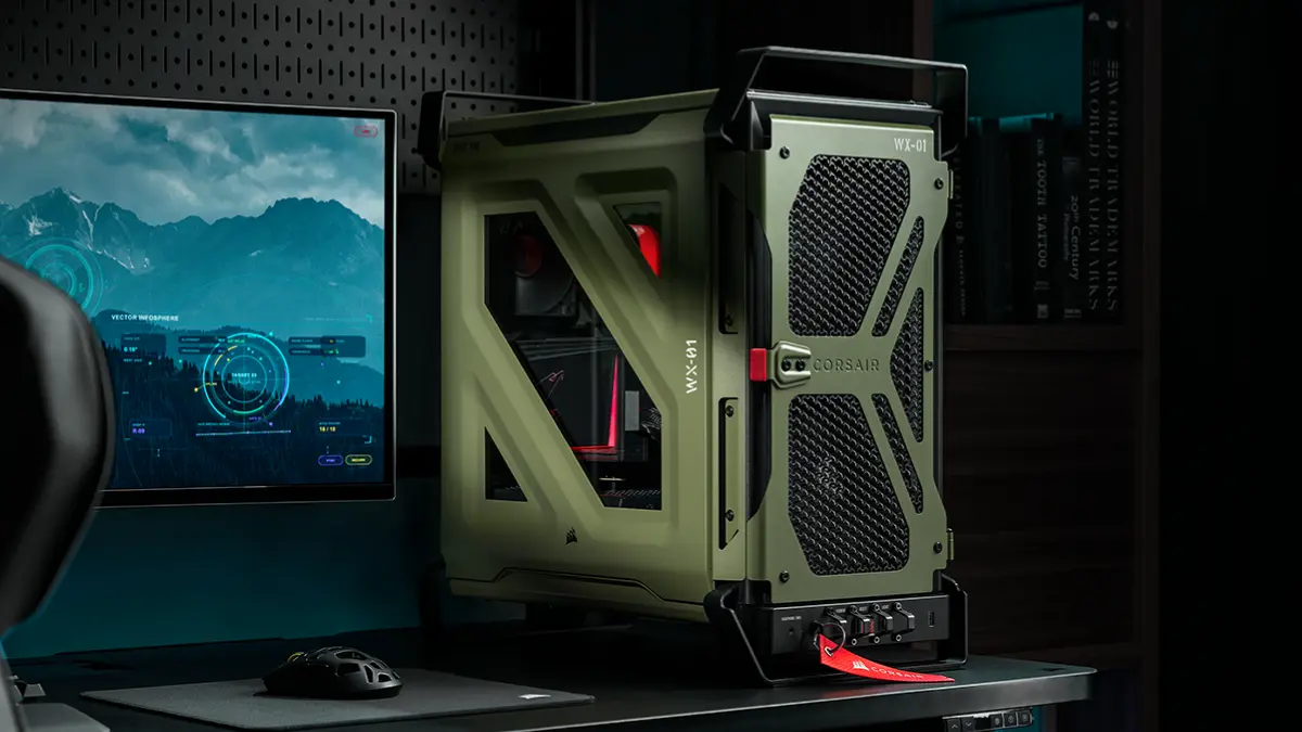 Corsair Warthog PC case front view showing Y-shaped hollow panel
