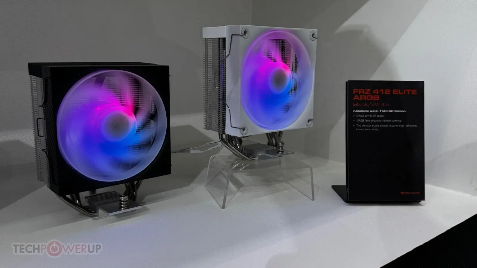 Cougar FRZ 412 ARGB single-tower CPU air cooler with dot matrix display and RGB lighting