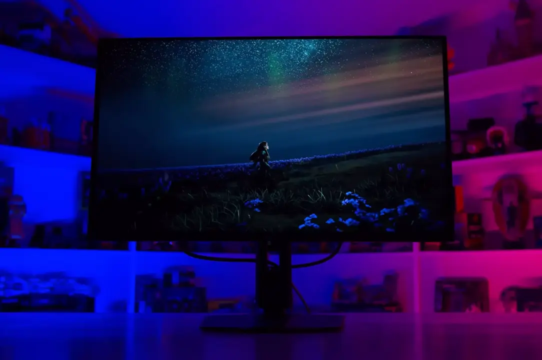 DisplayPort 2.1 cable connected to a monitor