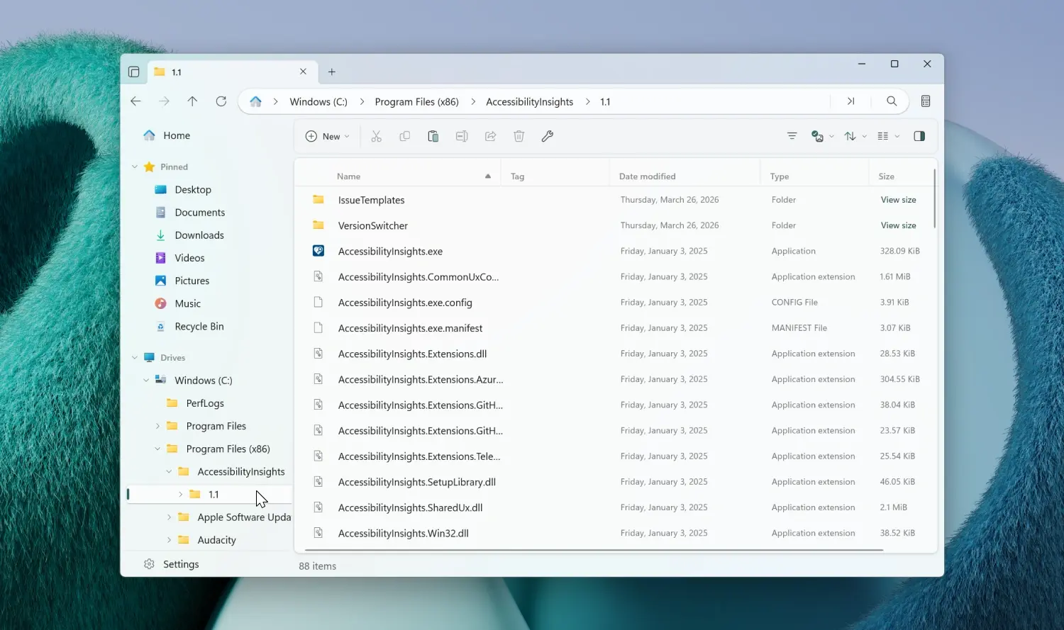 Files app displaying the new Tree View feature