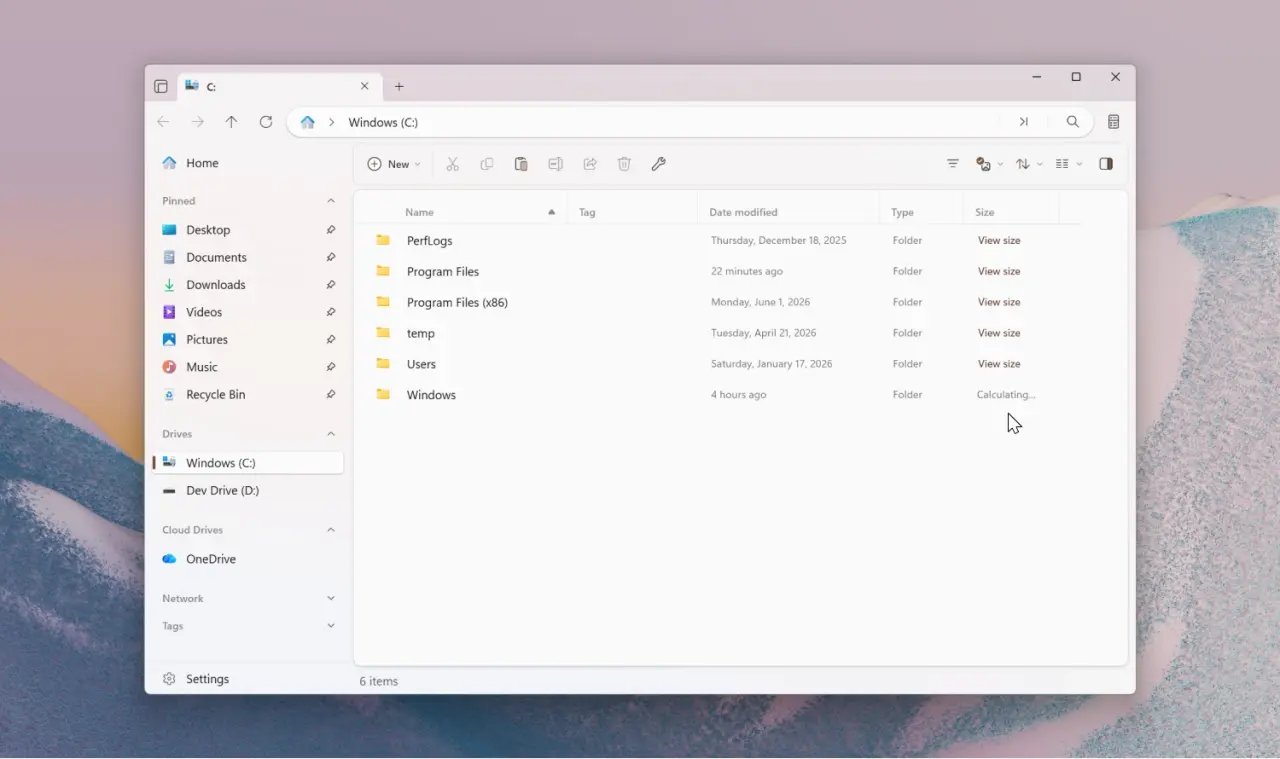 Files file manager interface on Windows 11