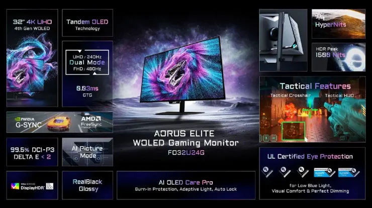 Gigabyte AORUS ELITE OLED gaming monitor