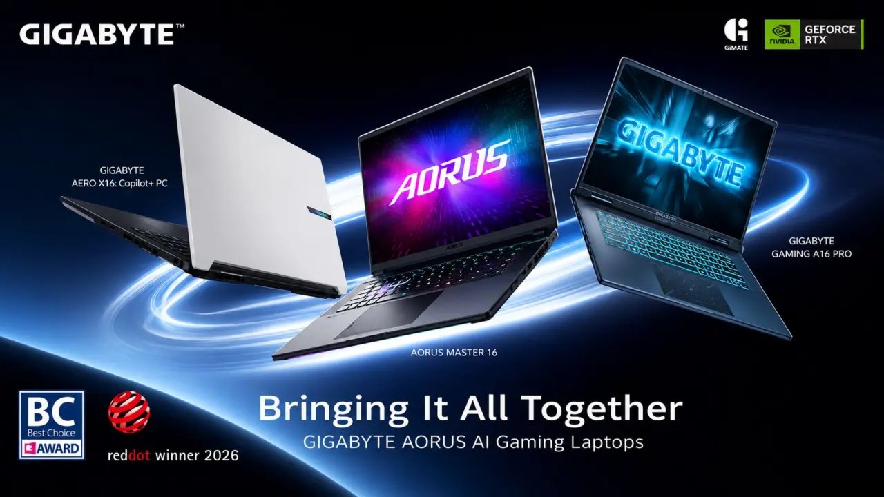 GIGABYTE AORUS Master 16 laptop with AMD Ryzen and NVIDIA RTX graphics