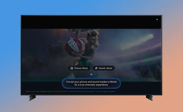 Google Gemini voice assistant interface on a television screen