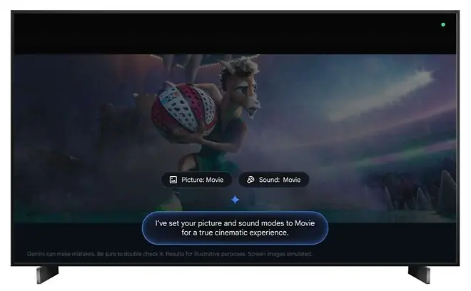 TCL television displaying Google TV interface with voice command prompt