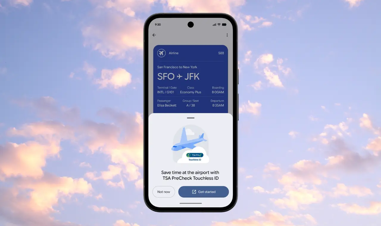 Google Wallet interface showing TSA PreCheck integration