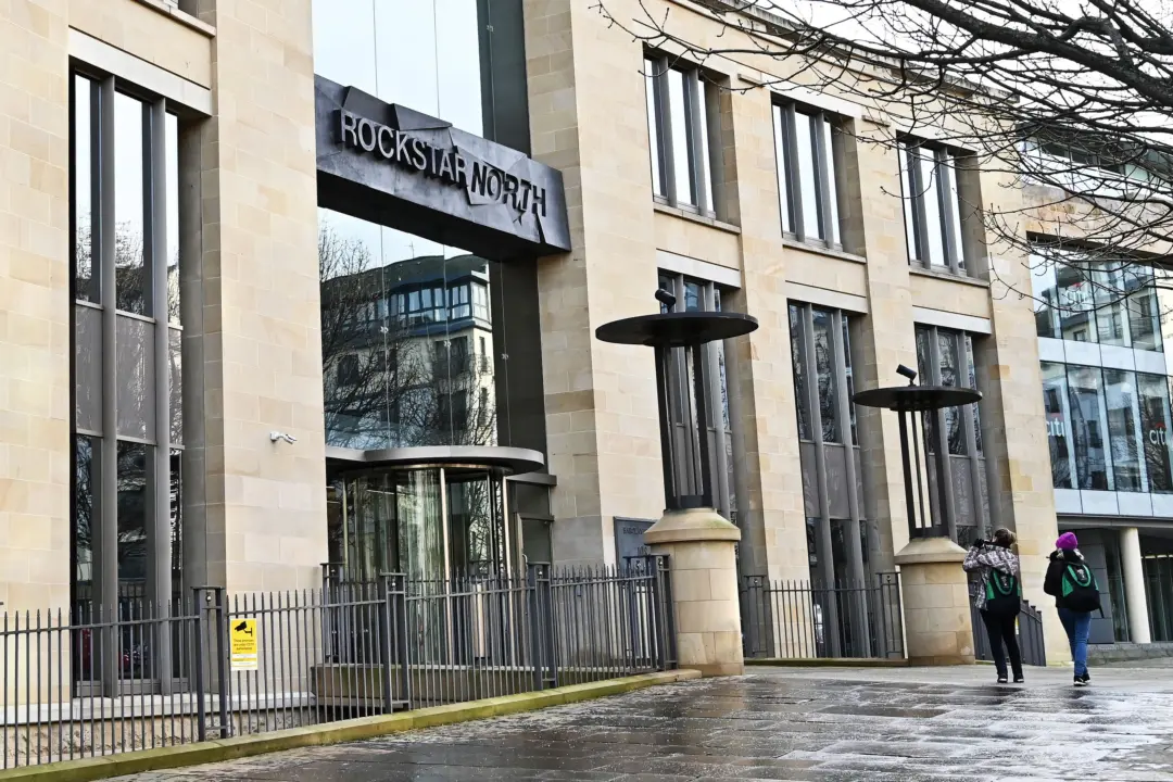 Rockstar North headquarters in Edinburgh surrounded by bushes