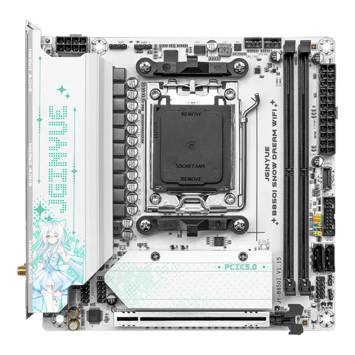 JGINYUE B850I SNOW DREAM WIFI Motherboard Launches With OCuLink and DDR5-8000 Support
