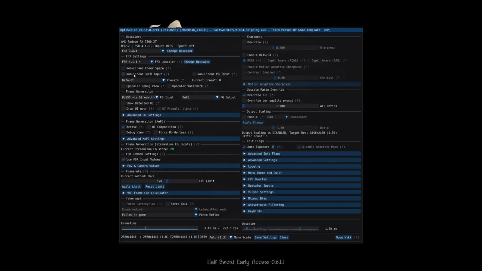RX 7800 XT running FSR 4.1.1 INT8