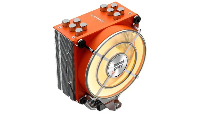 Levelplay Newtro CPU cooler with retro styling and physical fan control knob