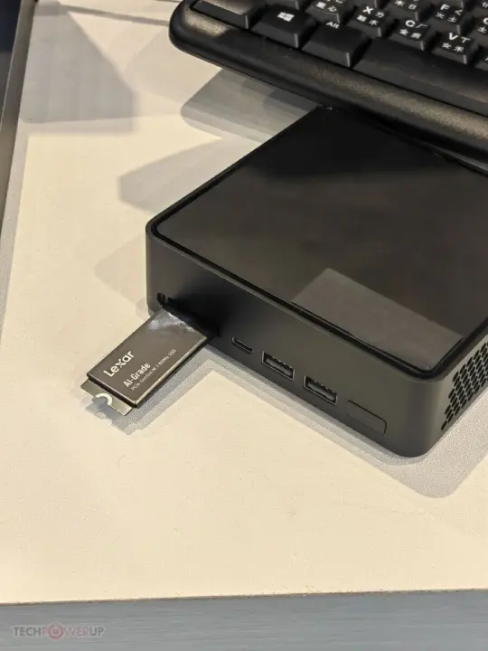 Lexar AI Storage Stick concept rendering showing M.2 SSD integrated into Mini-PC front panel