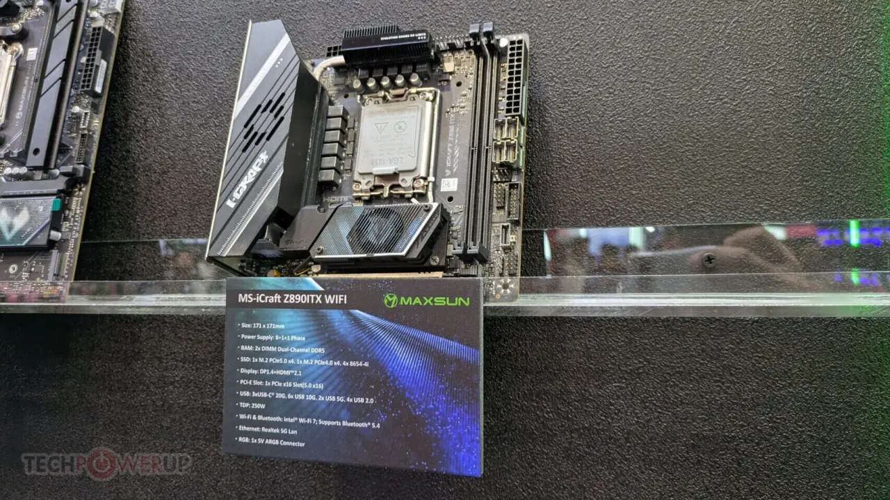 Maxsun iCraft Z890 ITX Wi-Fi Motherboard Features Active Cooling at Computex
