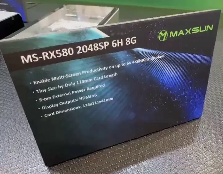 MaxSun Radeon RX 580 GPU with Six HDMI Ports for Multi-Screen Displays