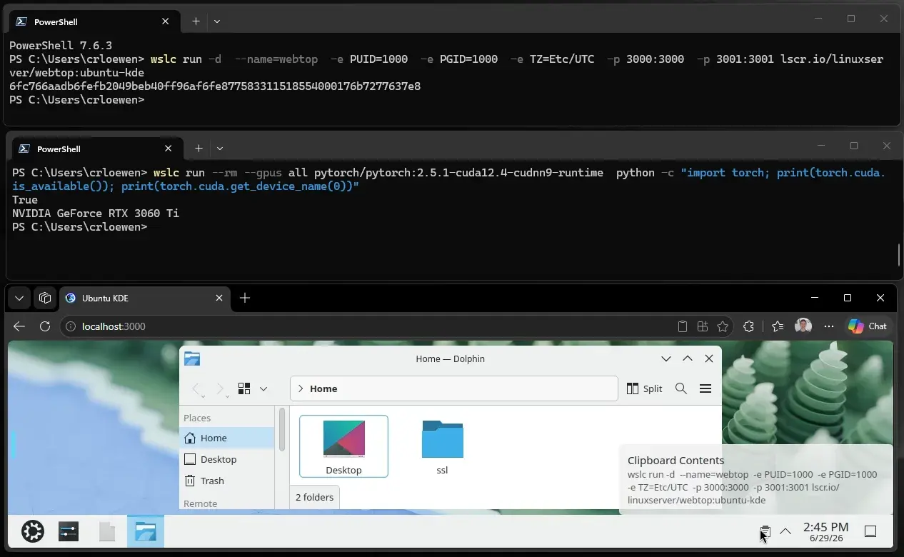 WSLC CLI interface
