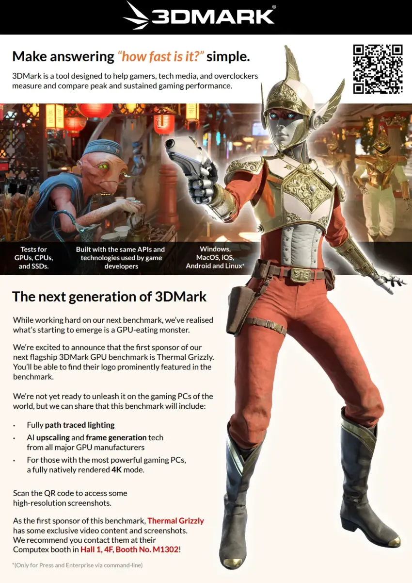 Thermal Grizzly sponsorship announcement for the 3DMark path-traced lighting test