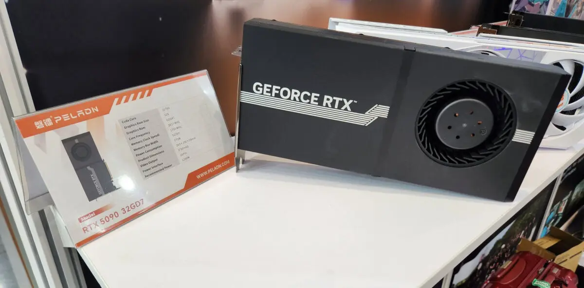 PELADN GeForce RTX 5090 32GB blower card at Computex