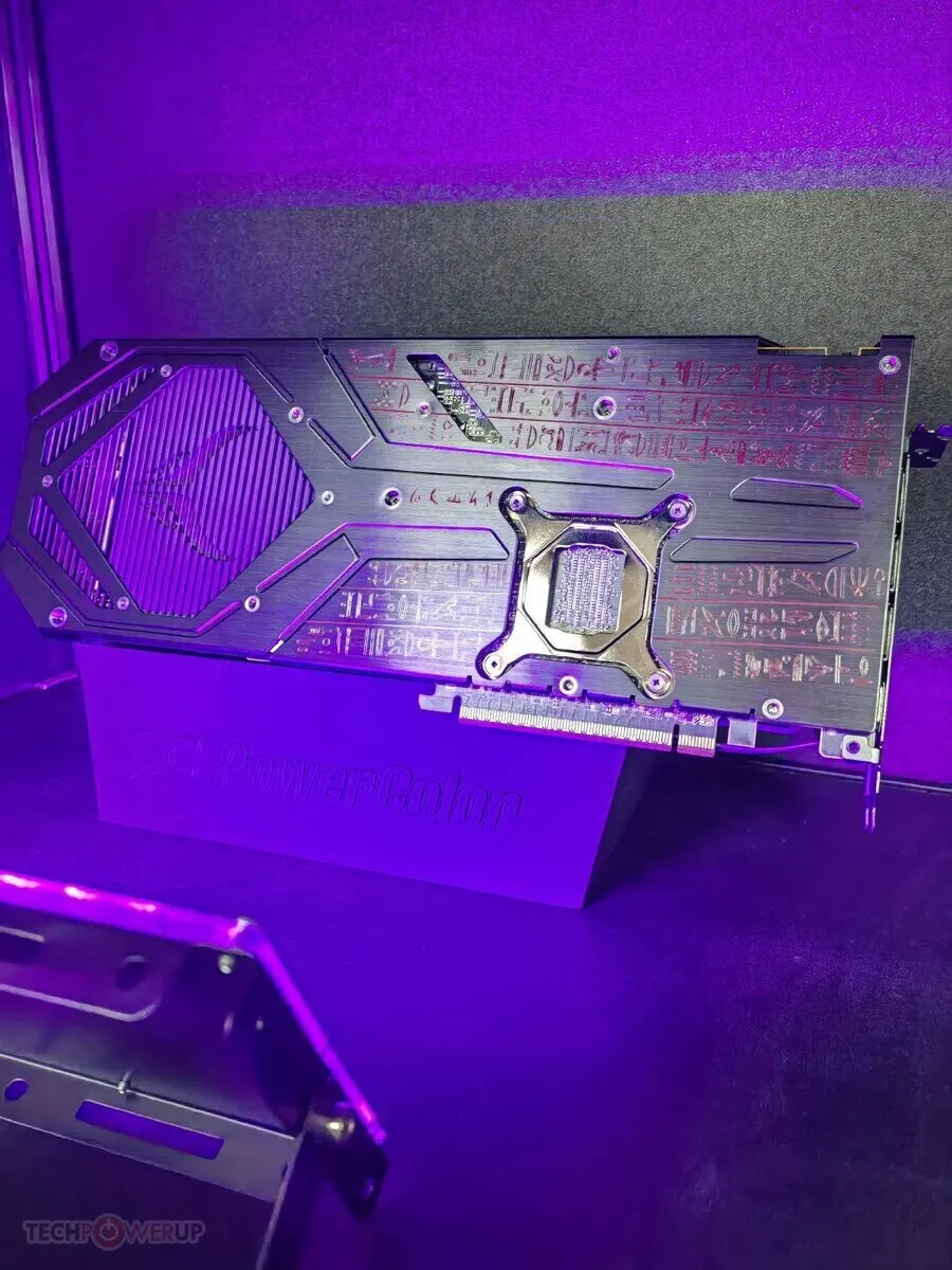 PowerColor prototype graphics card with UV-reactive backplate artwork