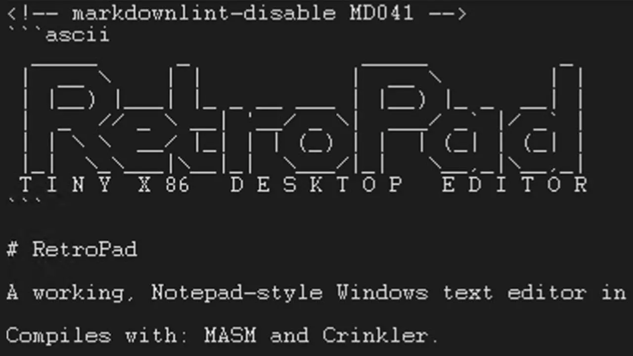 RetroPad Recreates Windows XP Notepad in Just 2,749 Bytes of Assembly