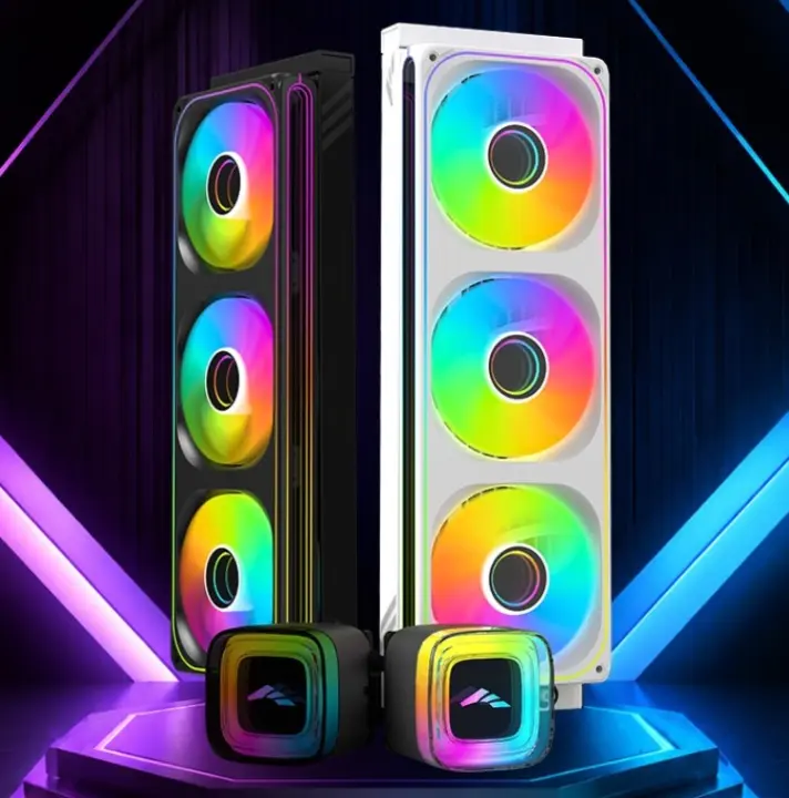 SAMA B100-360 AIO liquid cooler with infinite mirror RGB lighting