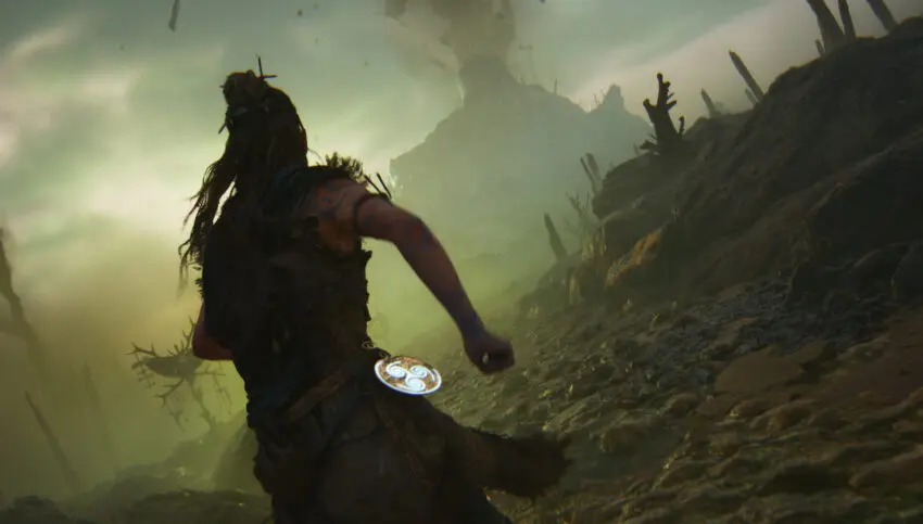 Senua gameplay screenshot showing combat and exploration