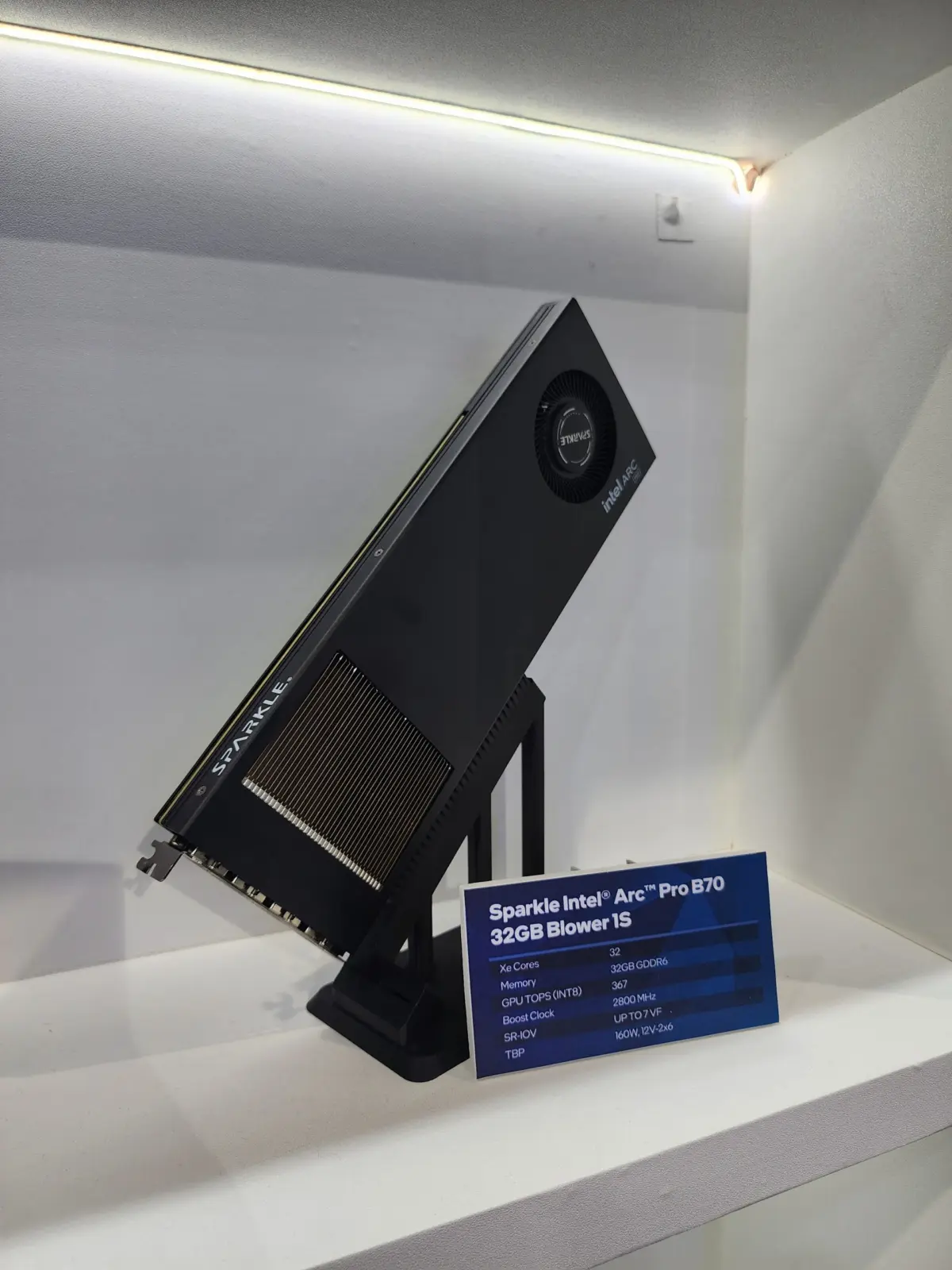 Sparkle Intel Arc Pro B70 single-slot blower GPU