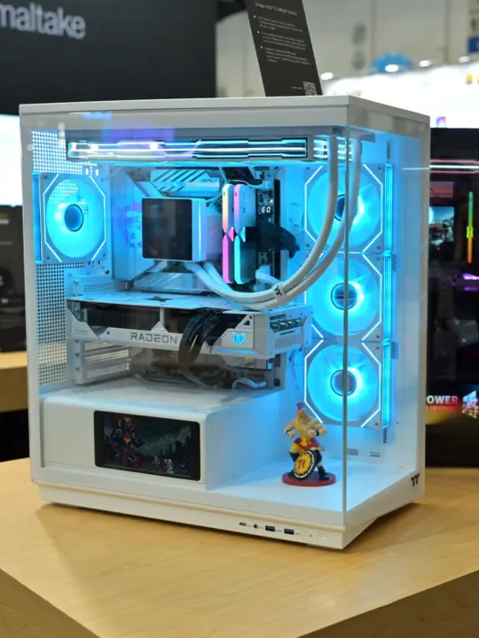 Thermaltake Stage TG ARGB series PC case with panoramic glass and figure display stand