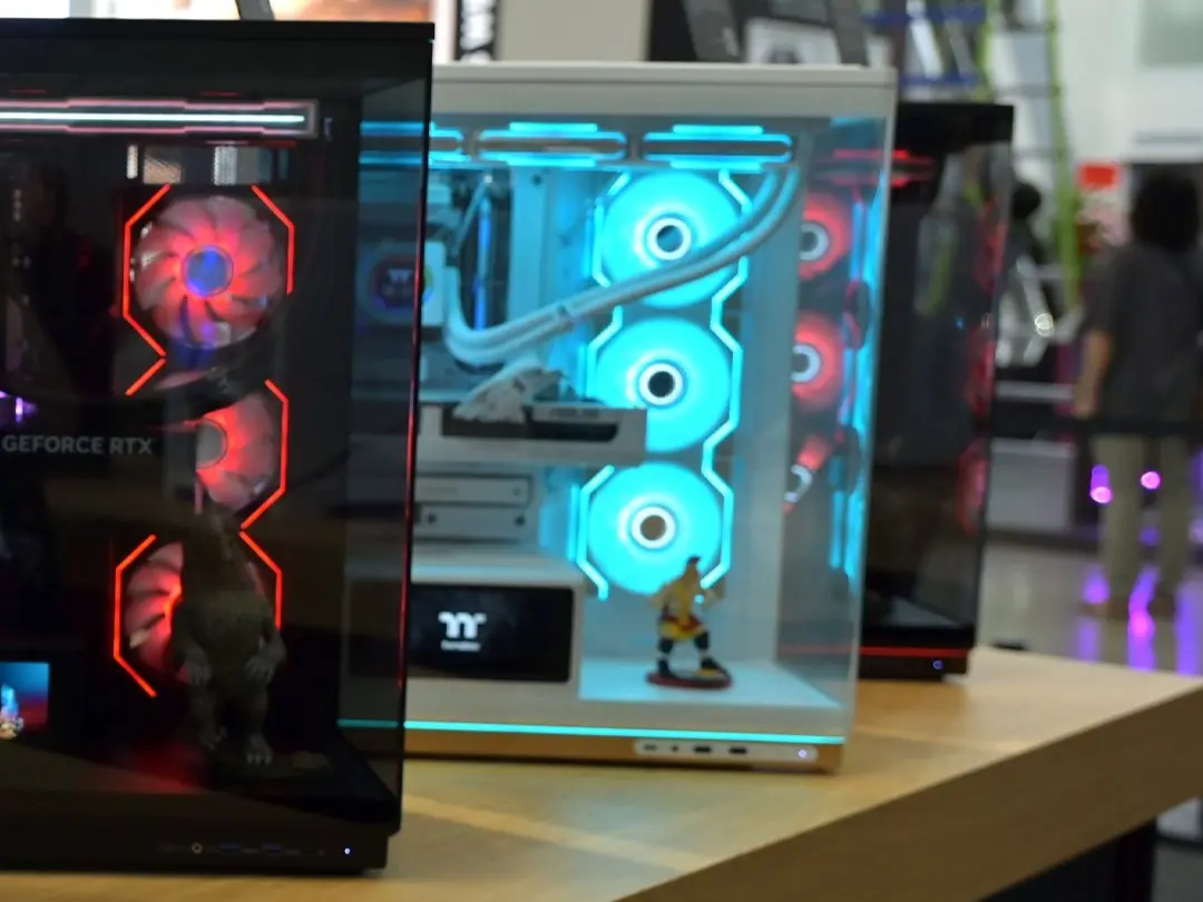 Thermaltake Stage TG ARGB series PC case with panoramic glass and figure display stand