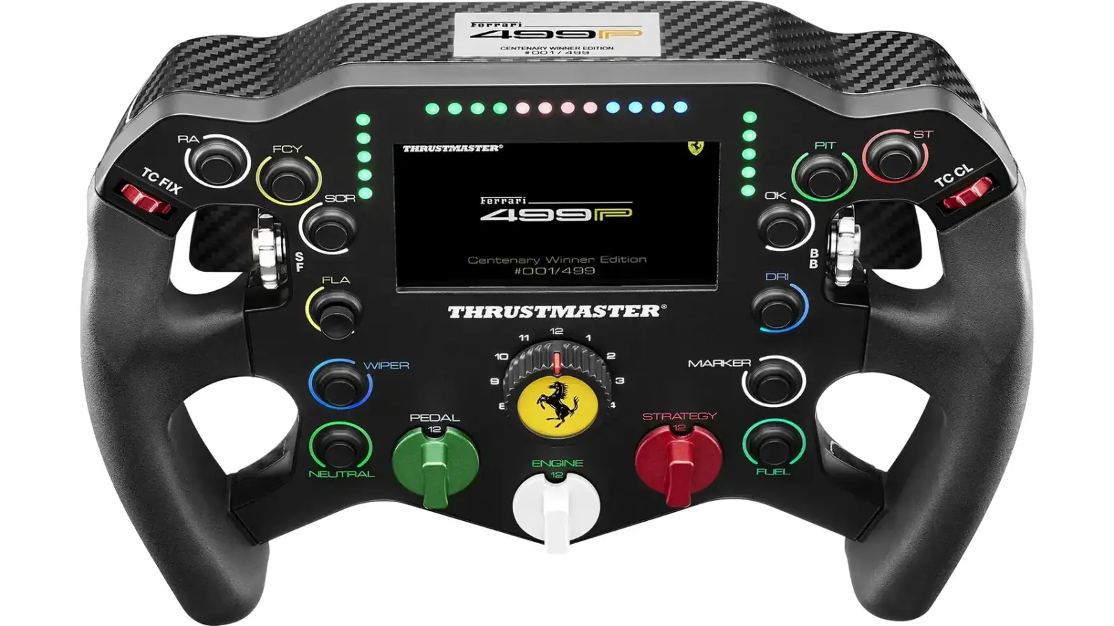 Thrustmaster Ferrari 499P Centenary Edition steering wheel with carbon fiber back