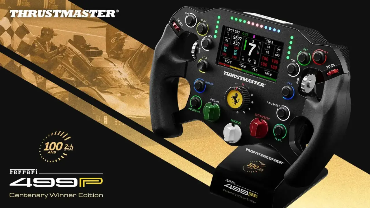 Thrustmaster Ferrari 499P Centenary Edition steering wheel with carbon fiber back