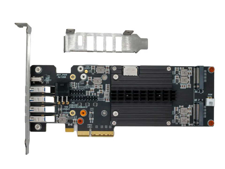 WisdPi PROM21 Expansion Card Adds 11 USB Ports, 4 M.2 Slots, and OCuLink