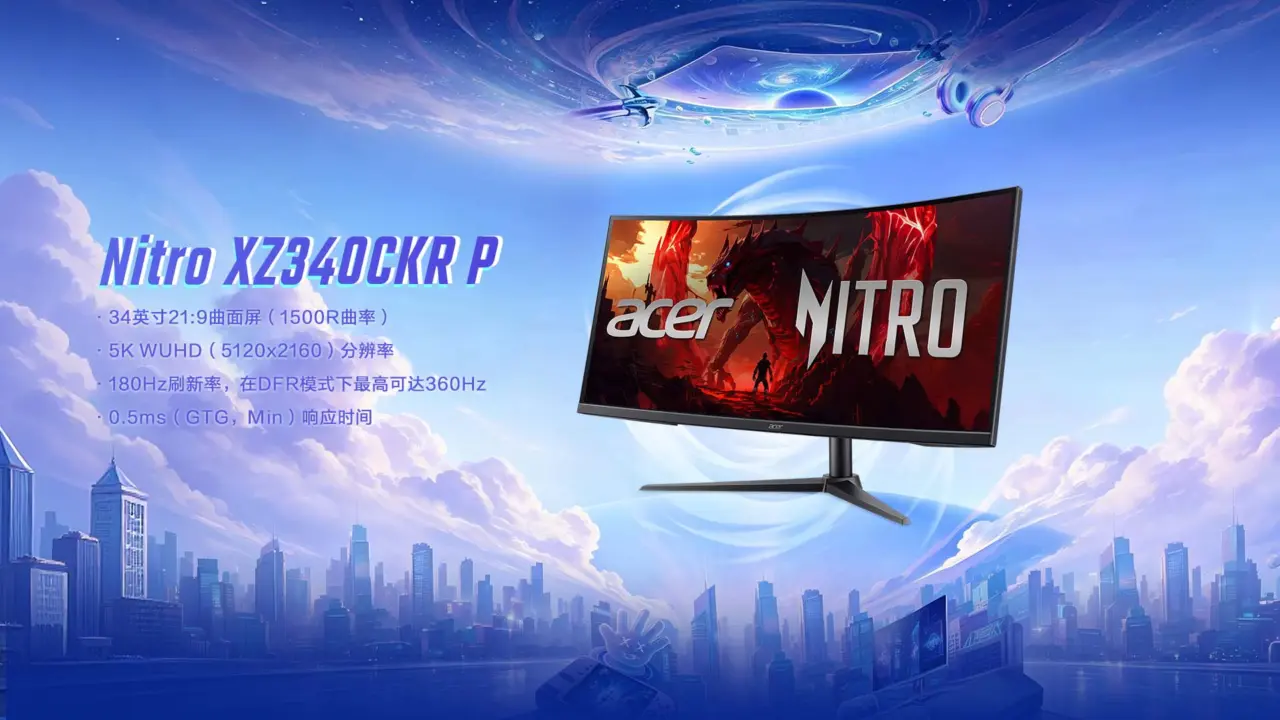 Acer Nitro XZ340CKR P 5K2K Monitor: 180Hz Native, 360Hz WFHD
