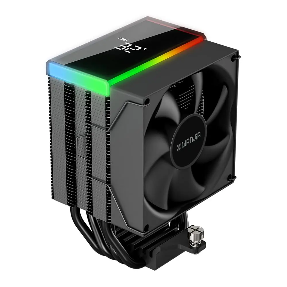 Ainex AEOLUS MK1 BLACK CPU cooler with top-mounted LCD display