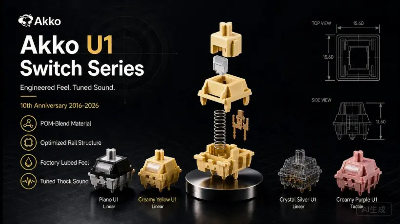 Akko U1 Switches Launch: POM Composite for Thicker Sound