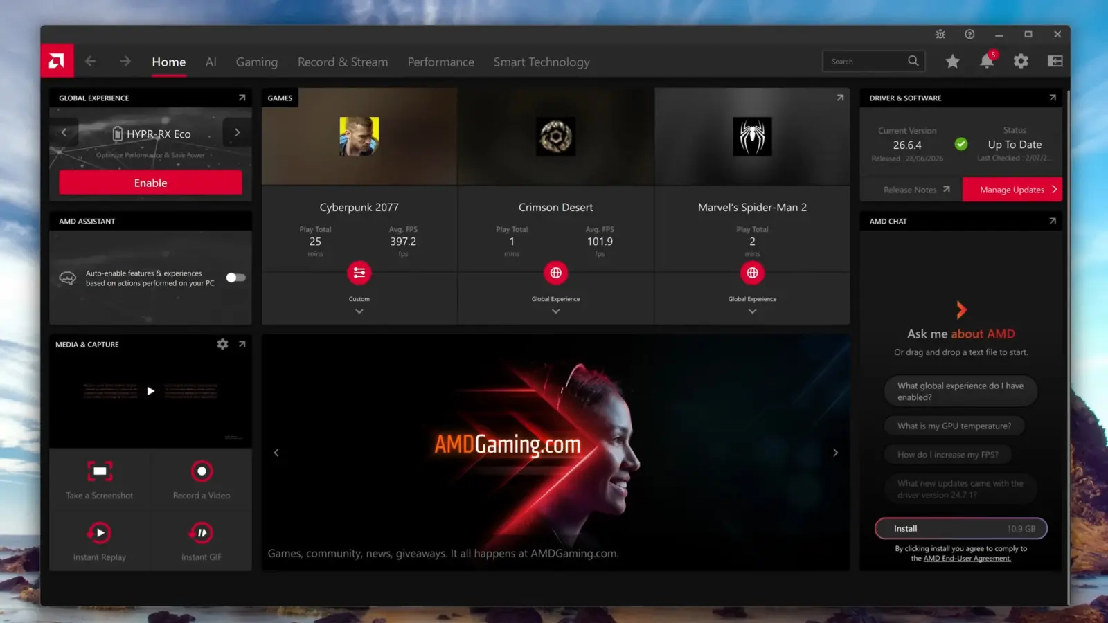 AMD Adrenalin Edition software interface