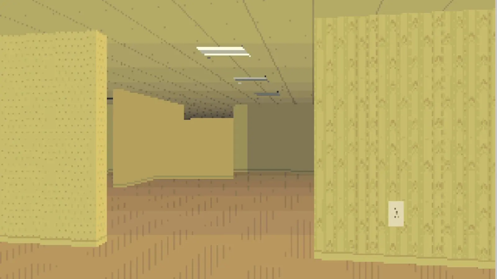 Backrooms 32X gameplay screenshot showing yellow rooms