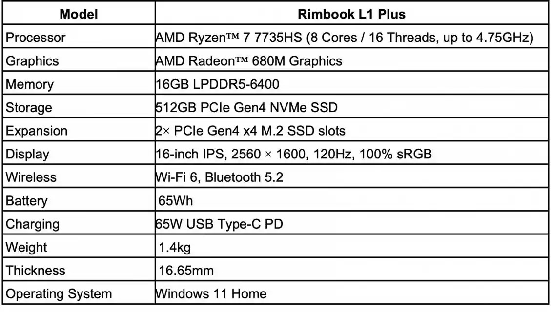 COLORFUL Rimbook L1 Plus laptop