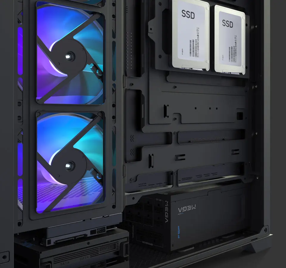 FSP M370 mid-tower ATX case with dual tempered glass side panels