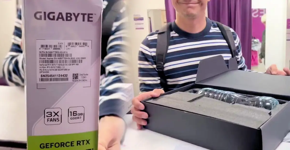 Gigabyte RTX 5070 Ti Buyer Finds Water Bottle in Sealed Box