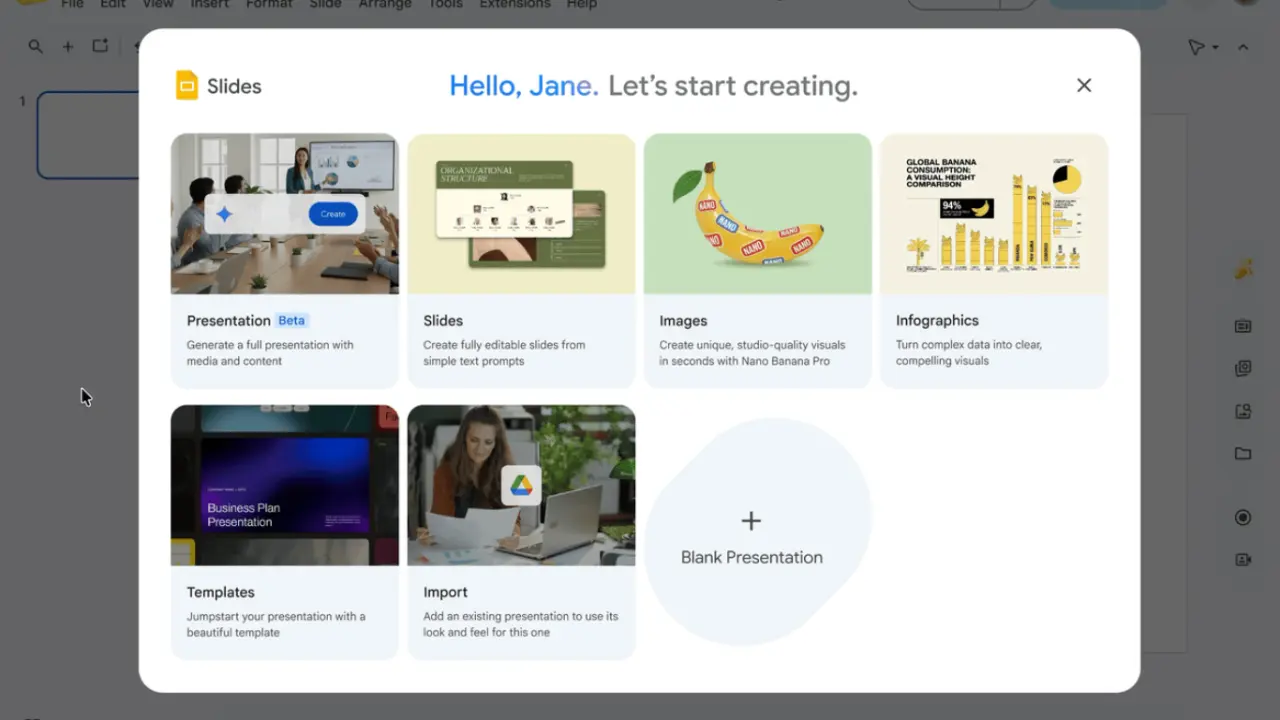 Google Slides uses Gemini to generate full presentations
