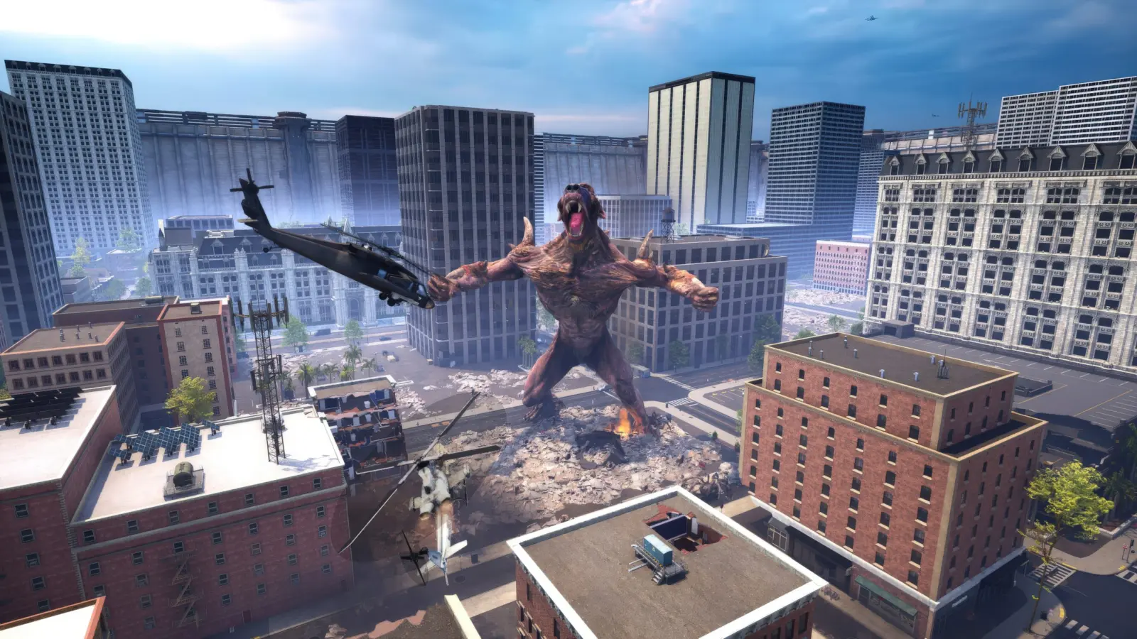 BeastLink gameplay screenshot showing massive destruction