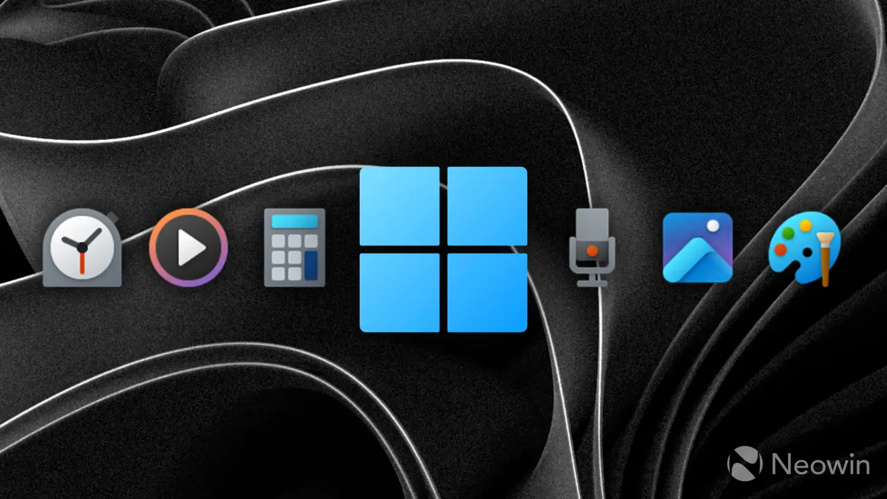 Microsoft Notepad, Calculator, Media Player, Clock