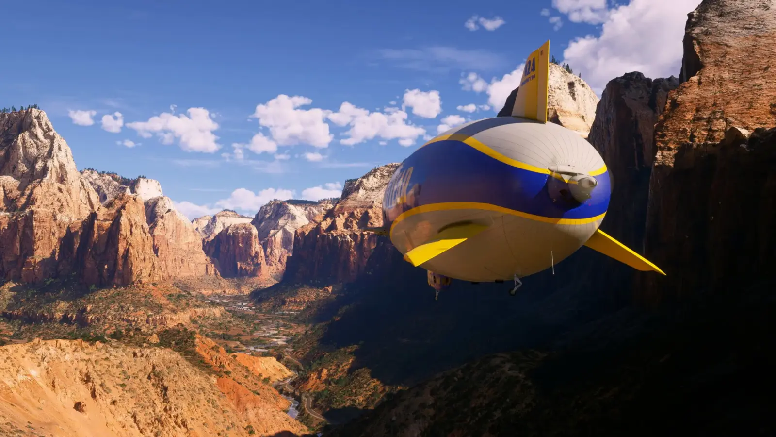 Aerial view of Zion National Park in Microsoft Flight Simulator World Update 22