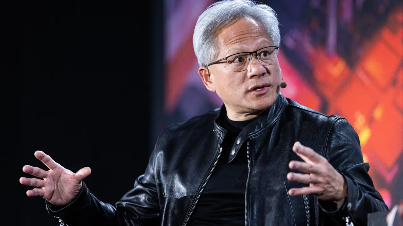 Jensen Huang speaking at a conference