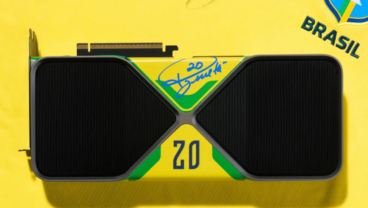 Custom GeForce RTX 5080 PC build with Maracana-inspired design