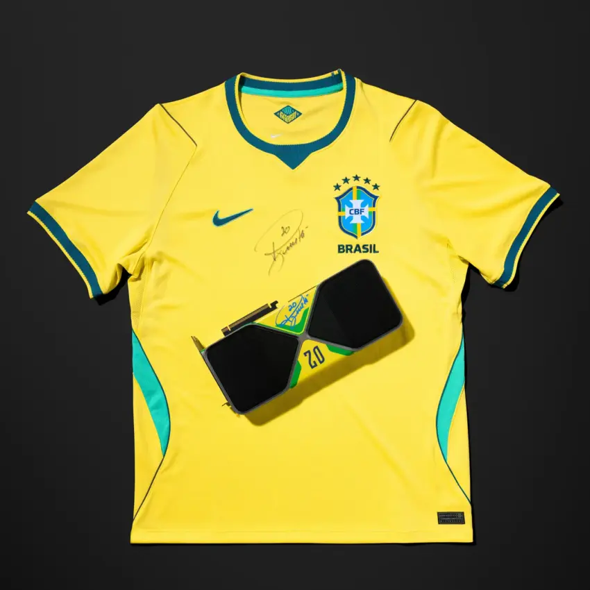 Custom GeForce RTX 5080 PC build with Maracana-inspired design