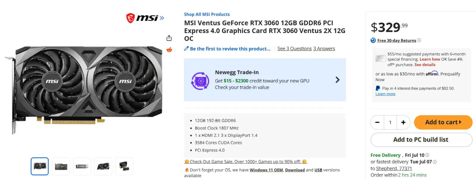 NVIDIA GeForce RTX 3060 12 GB