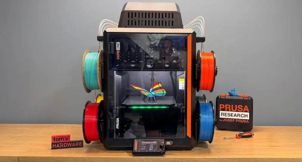 Prusa CORE One INDX carriage mounted on the printer