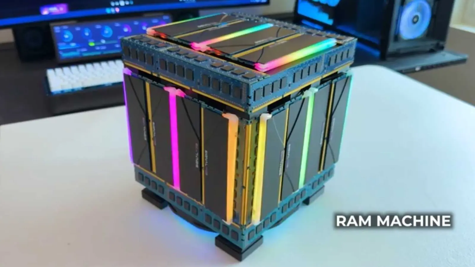 SignalRGB RAM Machine mini-ITX gaming PC with 36 RAM sticks