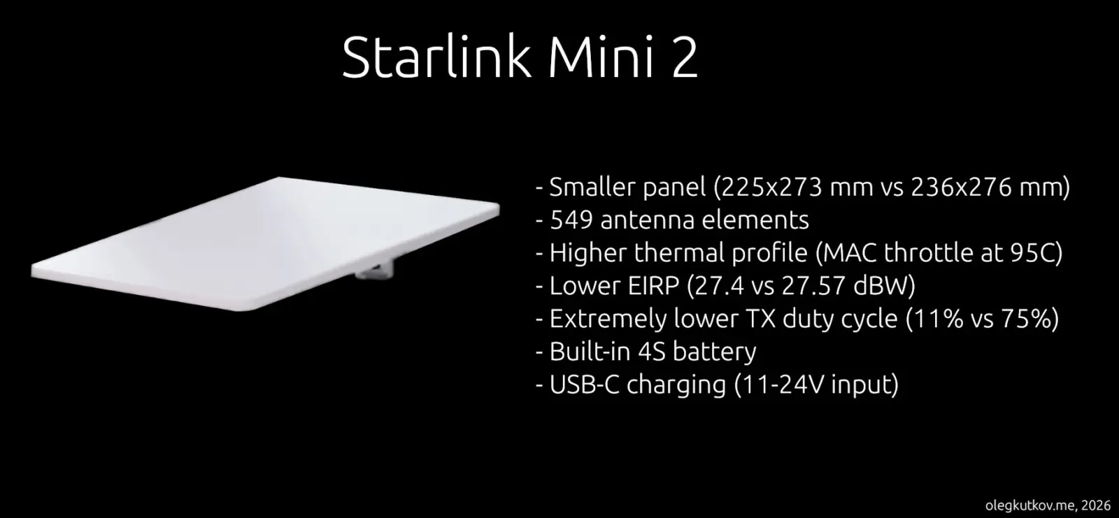 SpaceX Starlink Mini 2 portable satellite internet terminal