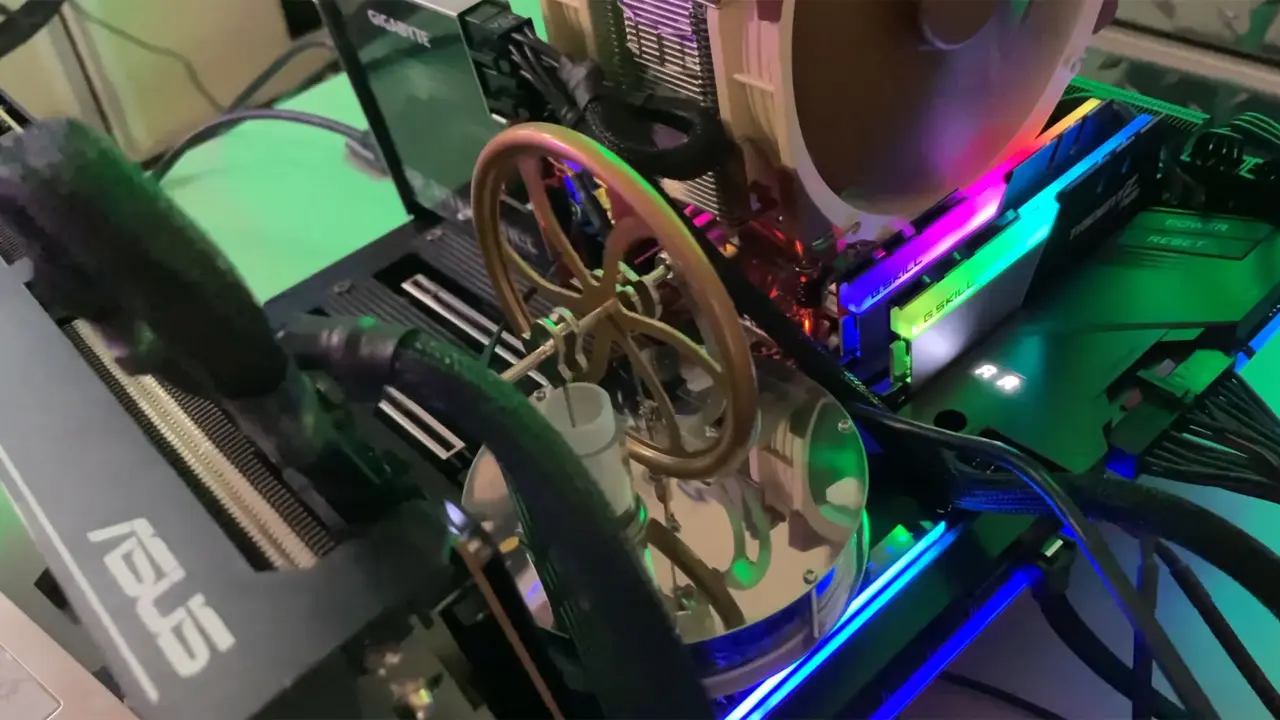 Sunnytech LT001 Stirling Engine attached to AMD Threadripper chipset